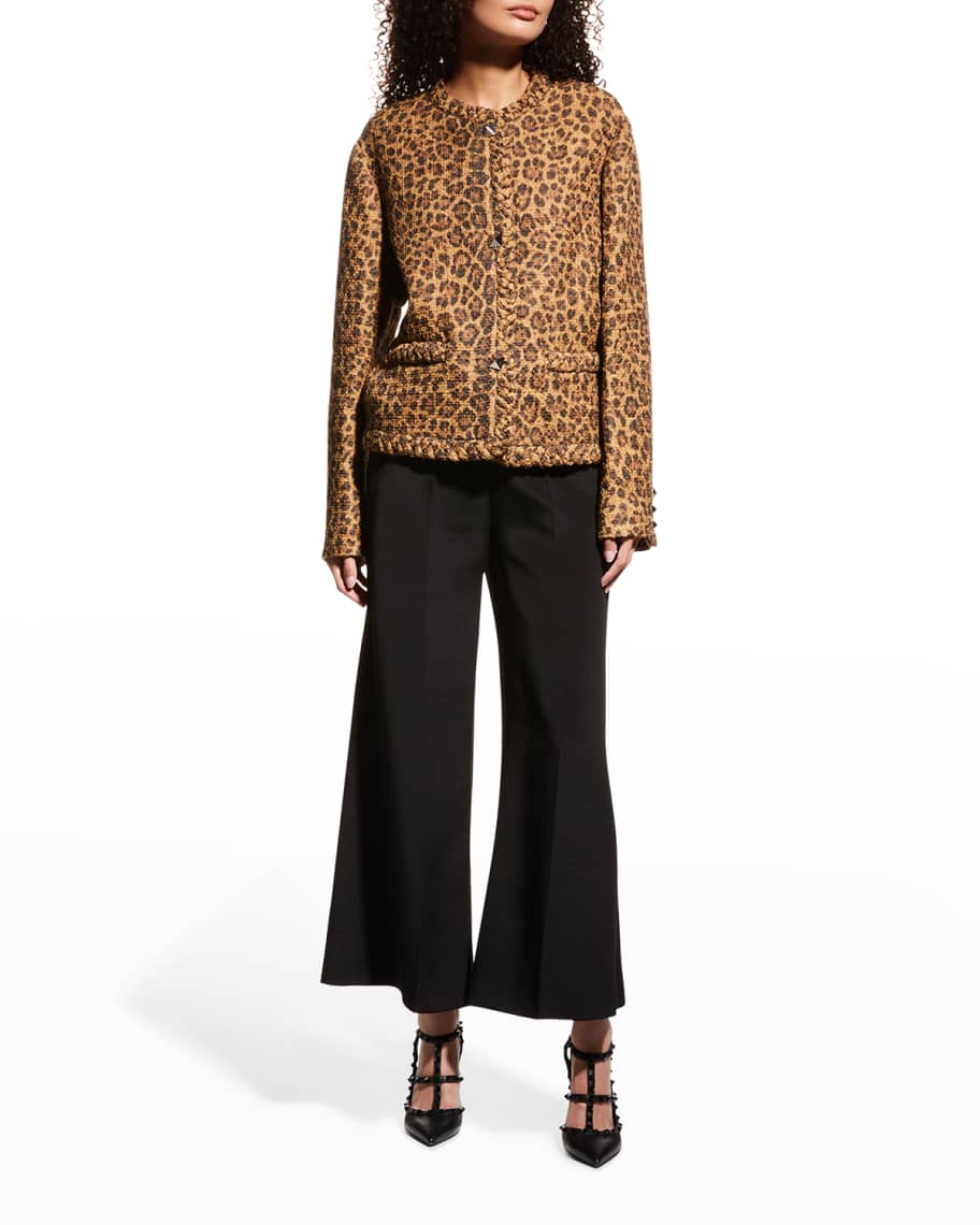 Valentino Garavani Leopard-Print Wool-Blend Tweed Jacket | Neiman Marcus