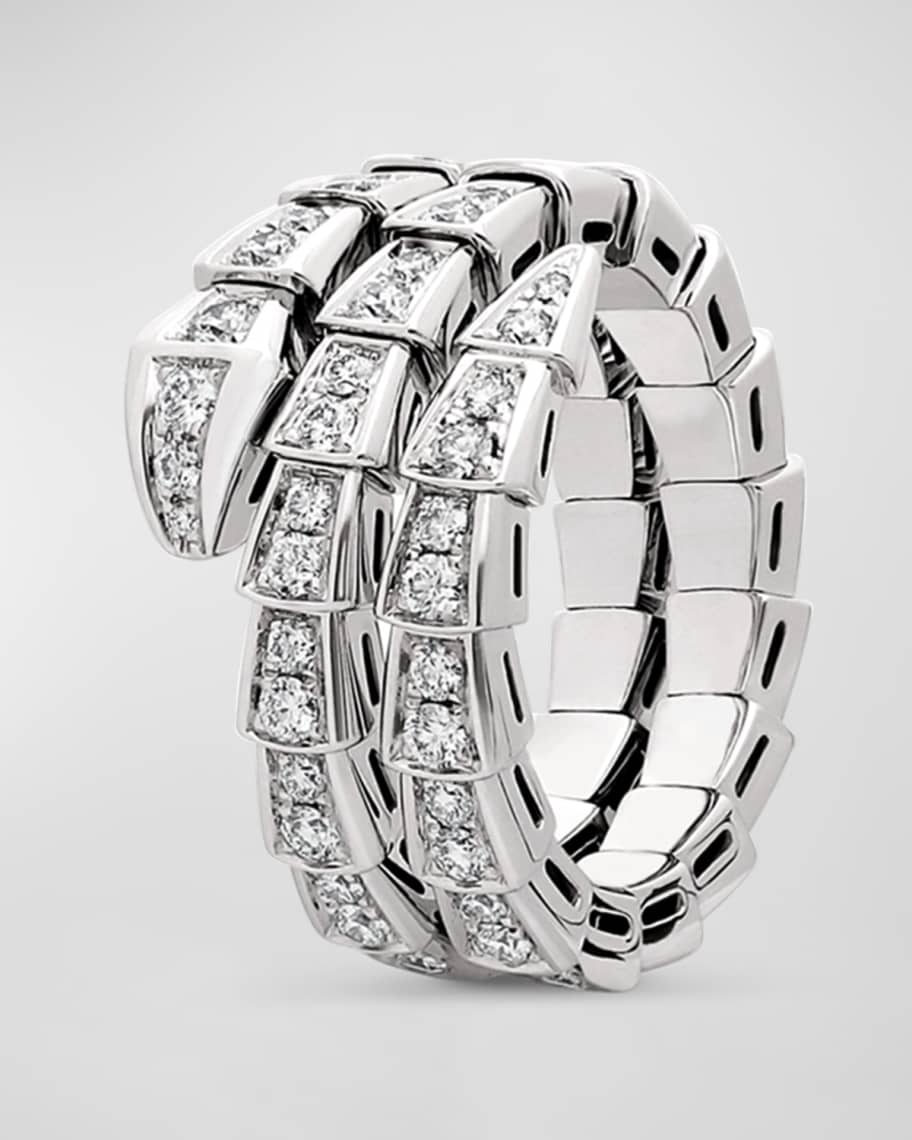 BVLGARI Serpenti Viper 2-Coil Ring in 18k Rose Gold and Diamonds, EU 55 ...