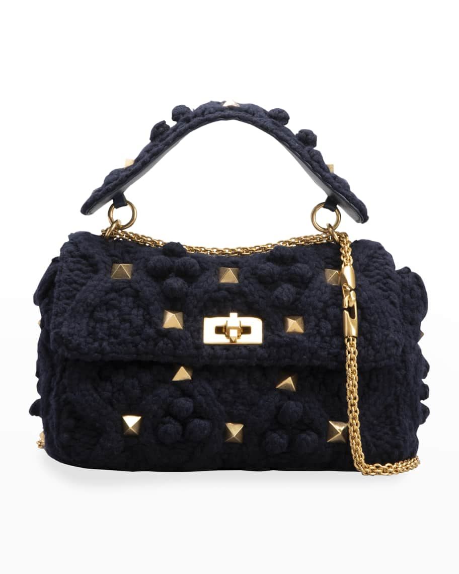 Valentino Garavani Roman Stud Knit Cashmere Large Shoulder Bag ...