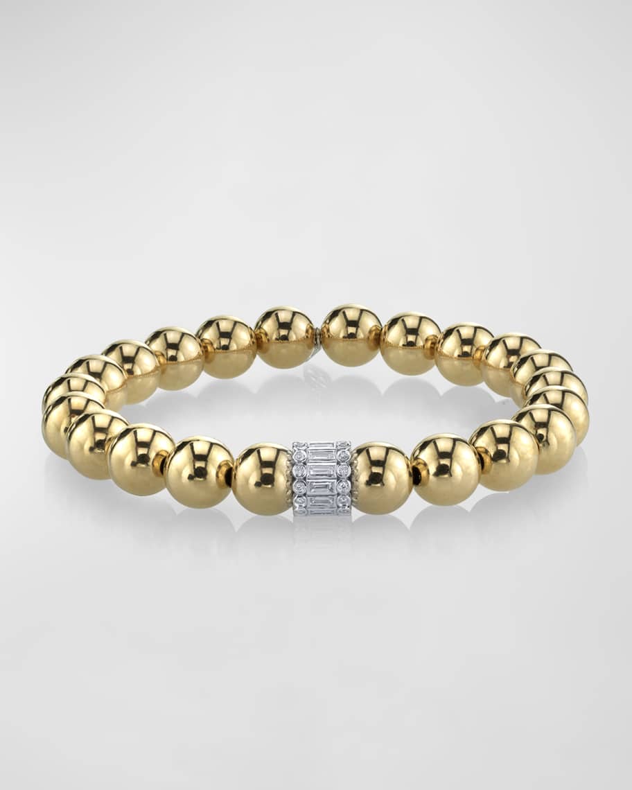 Sydney Evan 14k Yellow Gold Bead and Diamond Rondelle Bracelet Neiman