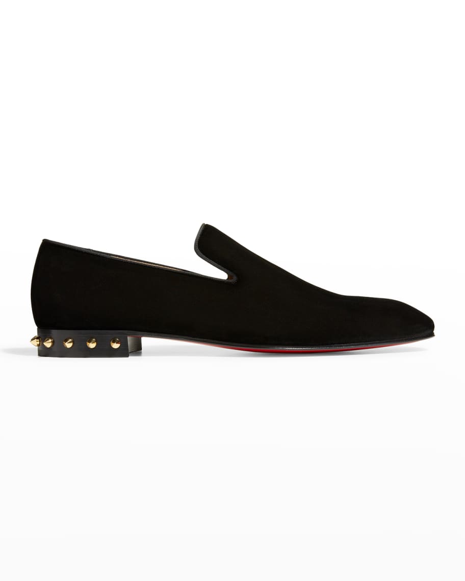 Christian Louboutin Men's Marquees Velvet Spike Red Sole Loafers ...