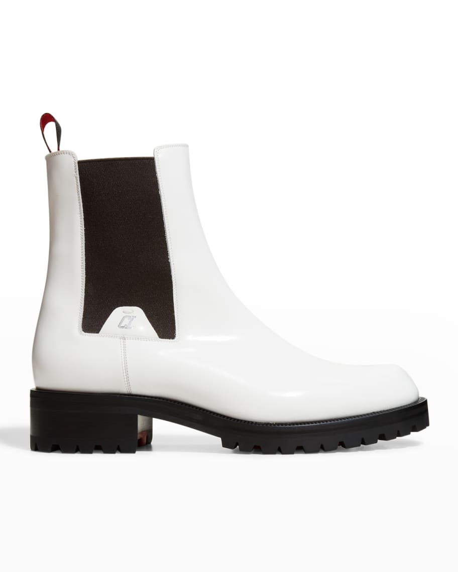 Christian Louboutin Men's Motok Red Sole Leather Chelsea Boots In
