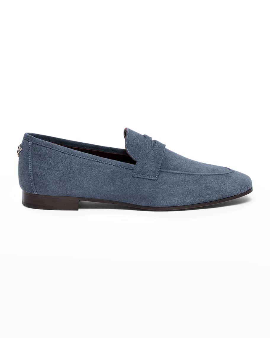 Bougeotte Bee Stud Suede Penny Loafers | Neiman Marcus