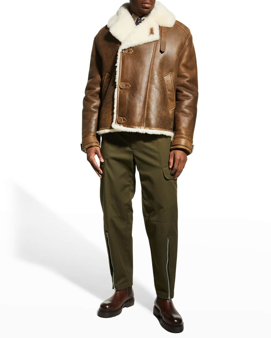 Loewe Men's Shearling Buttoned Jacket | Neiman Marcus