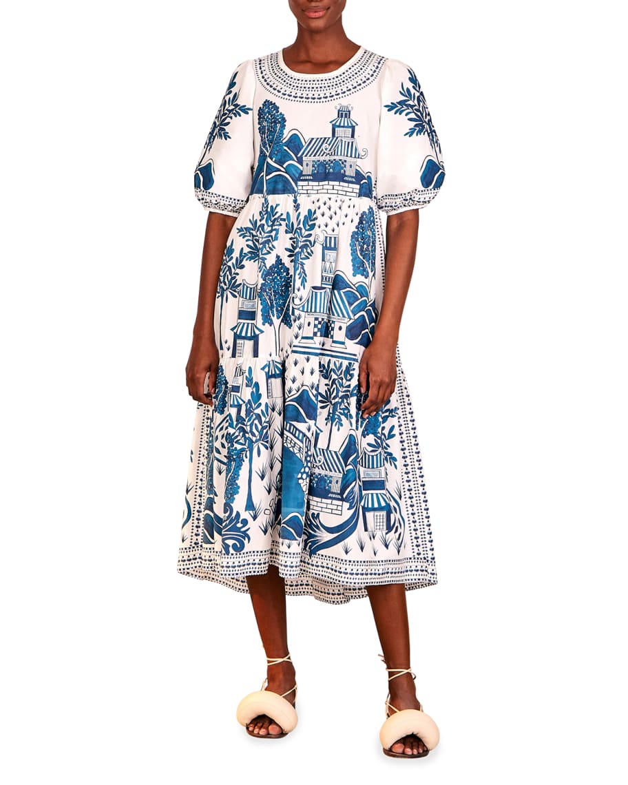 Farm Rio Ancient Garden Midi Dress | Neiman Marcus