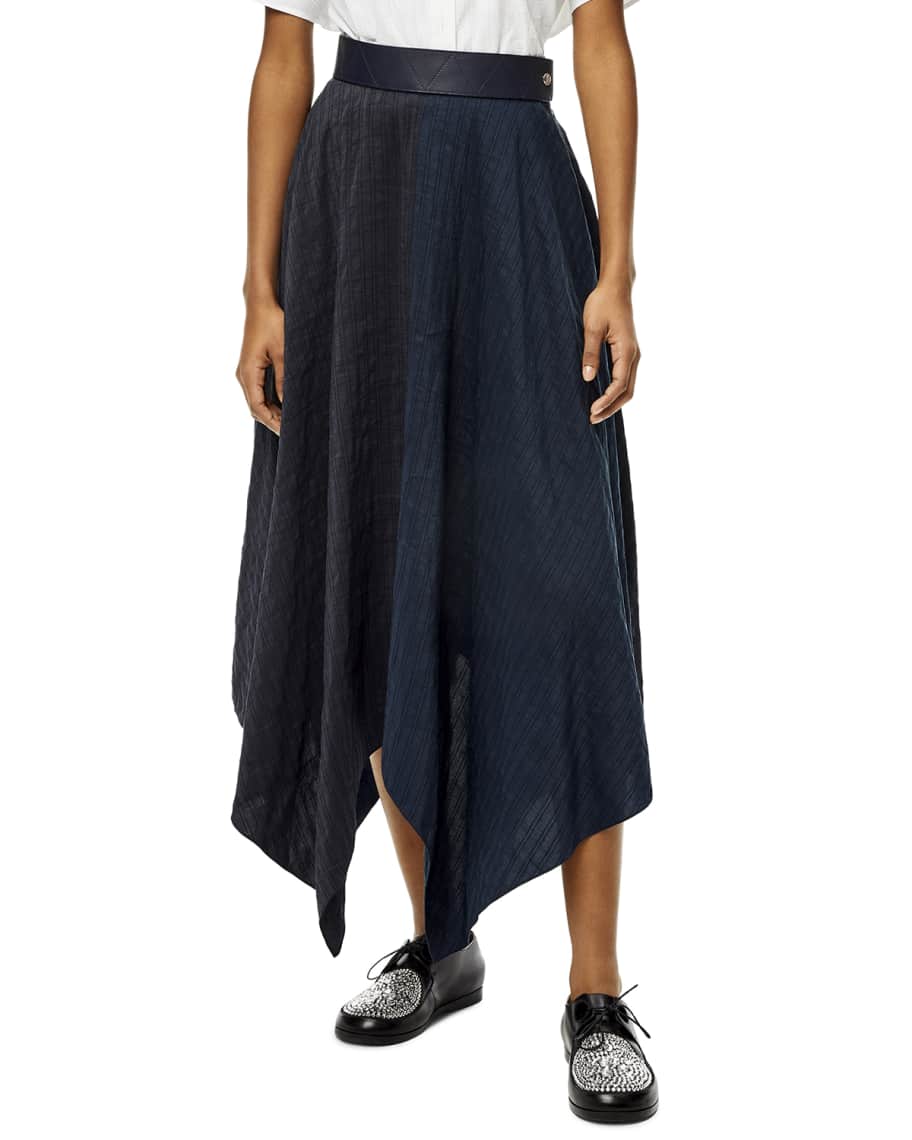 Loewe Striped Asymmetric Mid Skirt | Neiman Marcus