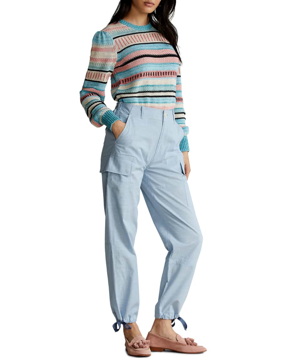 Polo Ralph Lauren Multi-Stripe Cotton-Linen Pullover | Neiman Marcus