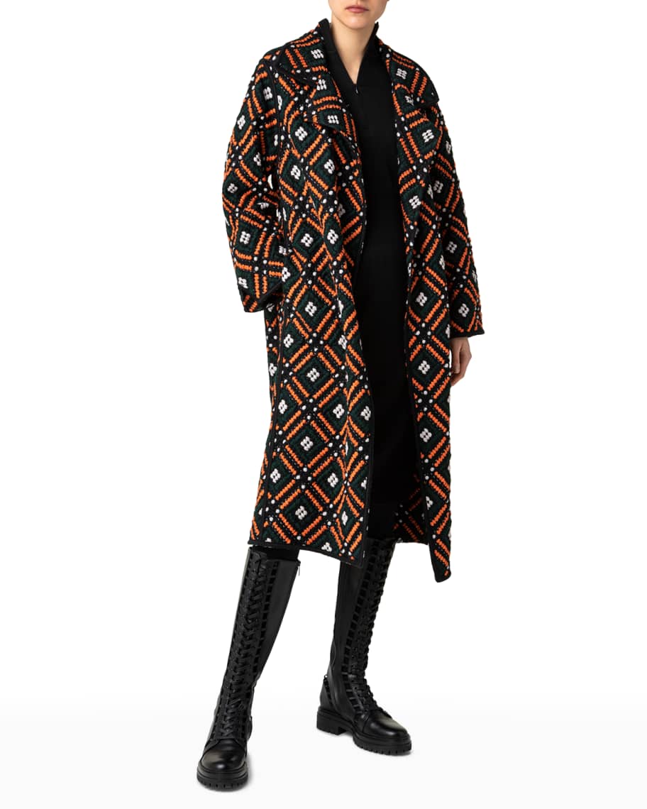 Akris Reversible Wool Check Trench Coat with Silk Taffeta Lining