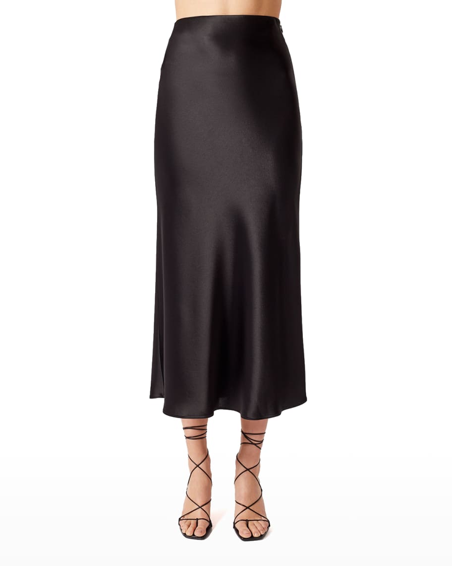 Galvan Valetta Satin Midi Skirt Neiman Marcus 4691