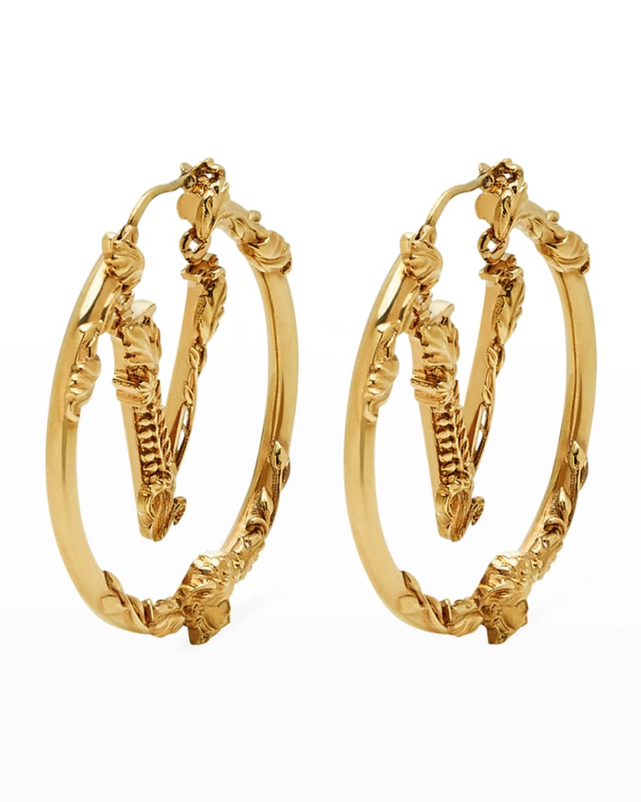 Versace Virtus Hoop Earrings Neiman Marcus