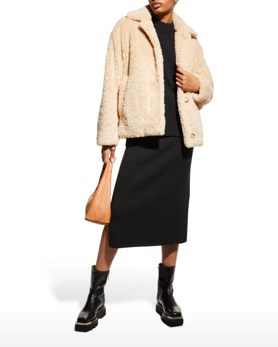 Textured faux fur jacket discount