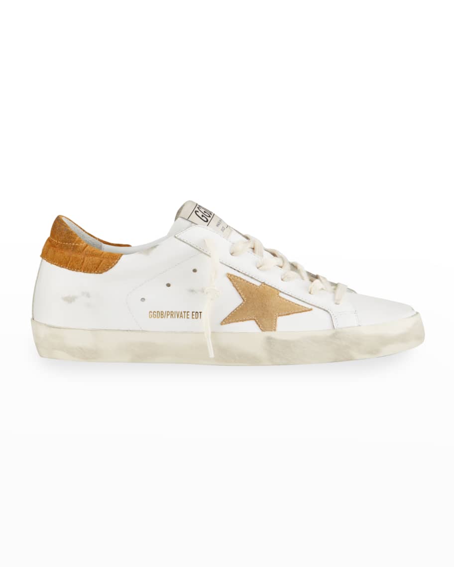 Golden Goose Superstar Suede/Leather Croco-Heel Court Sneakers | Neiman ...