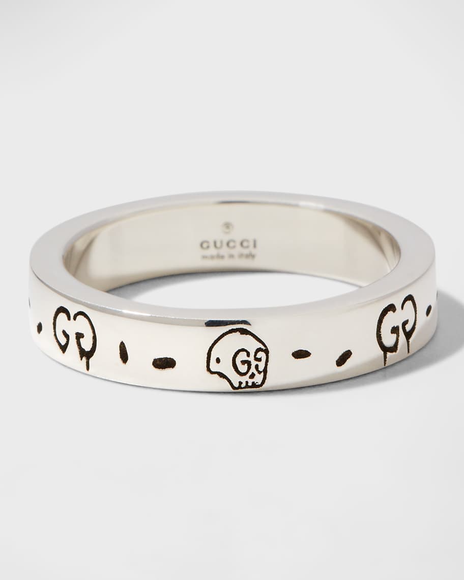 Gucci Ghost 4mm Sterling Silver Ring | Neiman Marcus