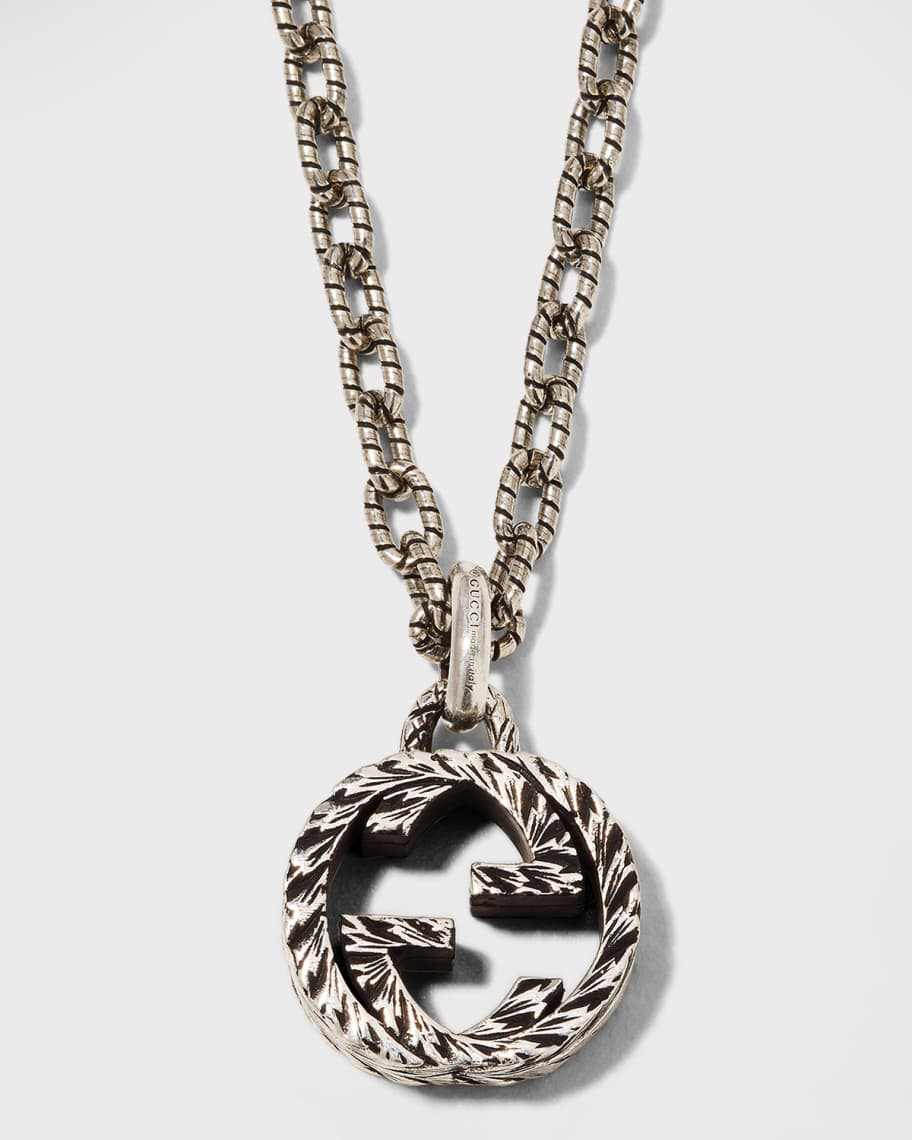 Gucci Textured Interlocking G Pendant Necklace | Neiman Marcus