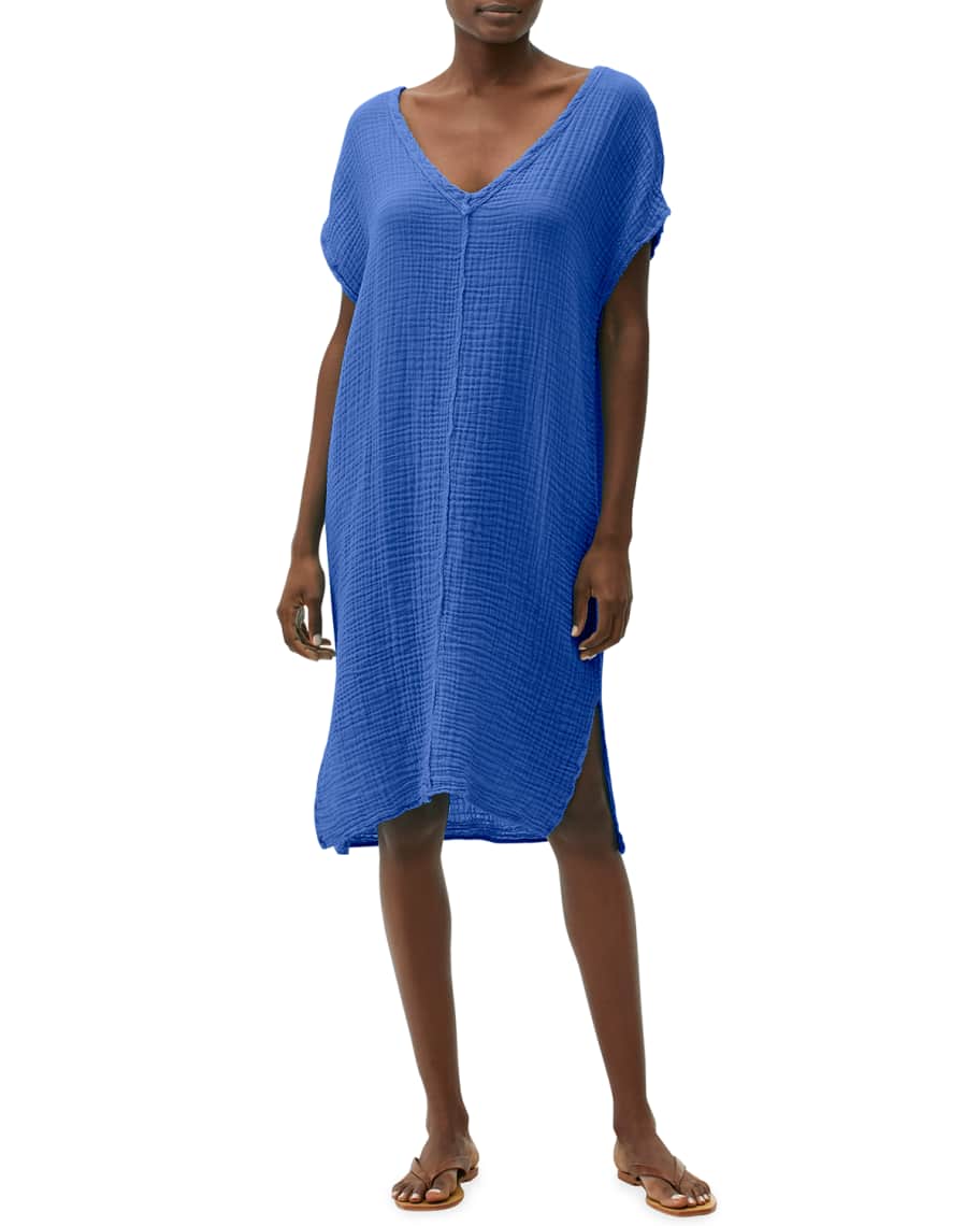 Michael Stars Louie ShortSleeve Gauze Dress Neiman Marcus