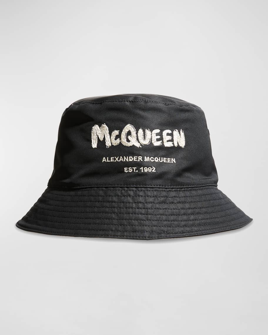 Alexander McQueen Men's Graffiti Logo Nylon Bucket Hat | Neiman Marcus
