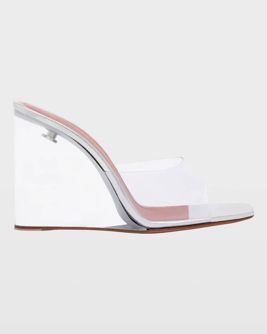 Amina Muaddi Lupita Glass-Wedge Slide Sandals | Neiman Marcus