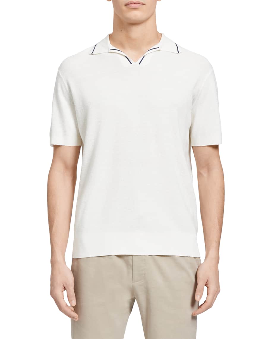 Theory Men's Birke Canvas Tipped Polo Shirt | Neiman Marcus
