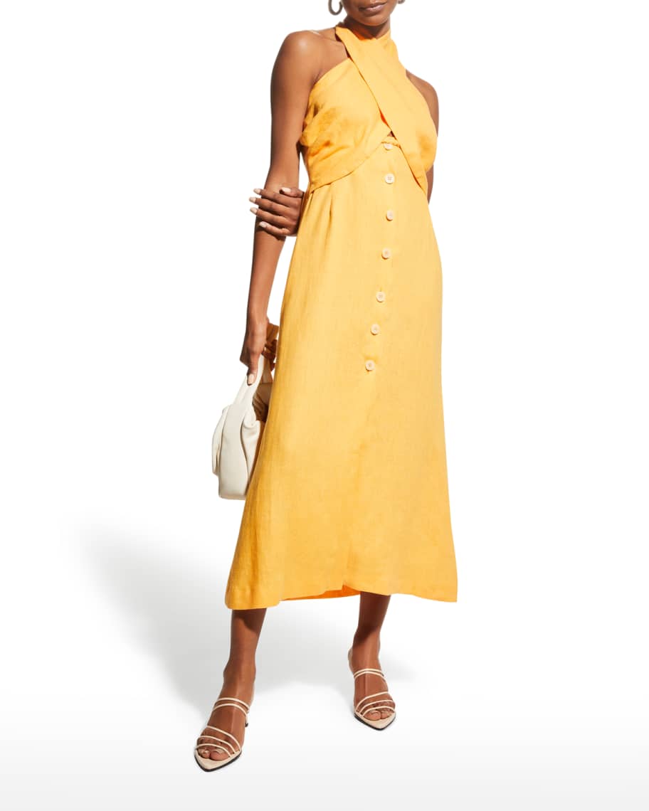 Nanushka Soffio Linen Halter Dress | Neiman Marcus