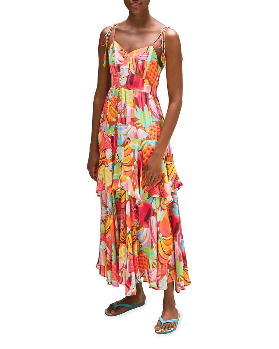 Farm Rio Fruit Salad Tiered Ruffle Dress | Neiman Marcus