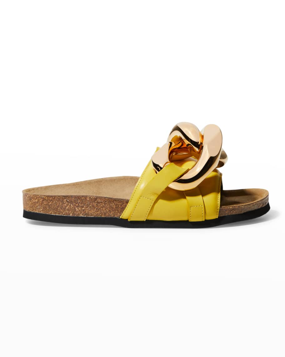 JW Anderson Calfskin Chain Slide Sandals | Neiman Marcus