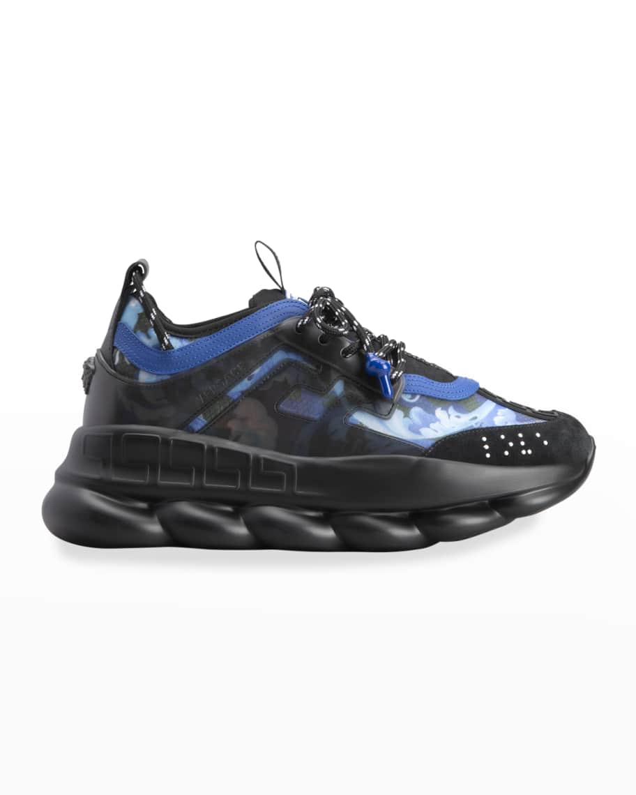 Versace Men s Chain Reaction Printed Chunky Trainer Sneakers Neiman Marcus