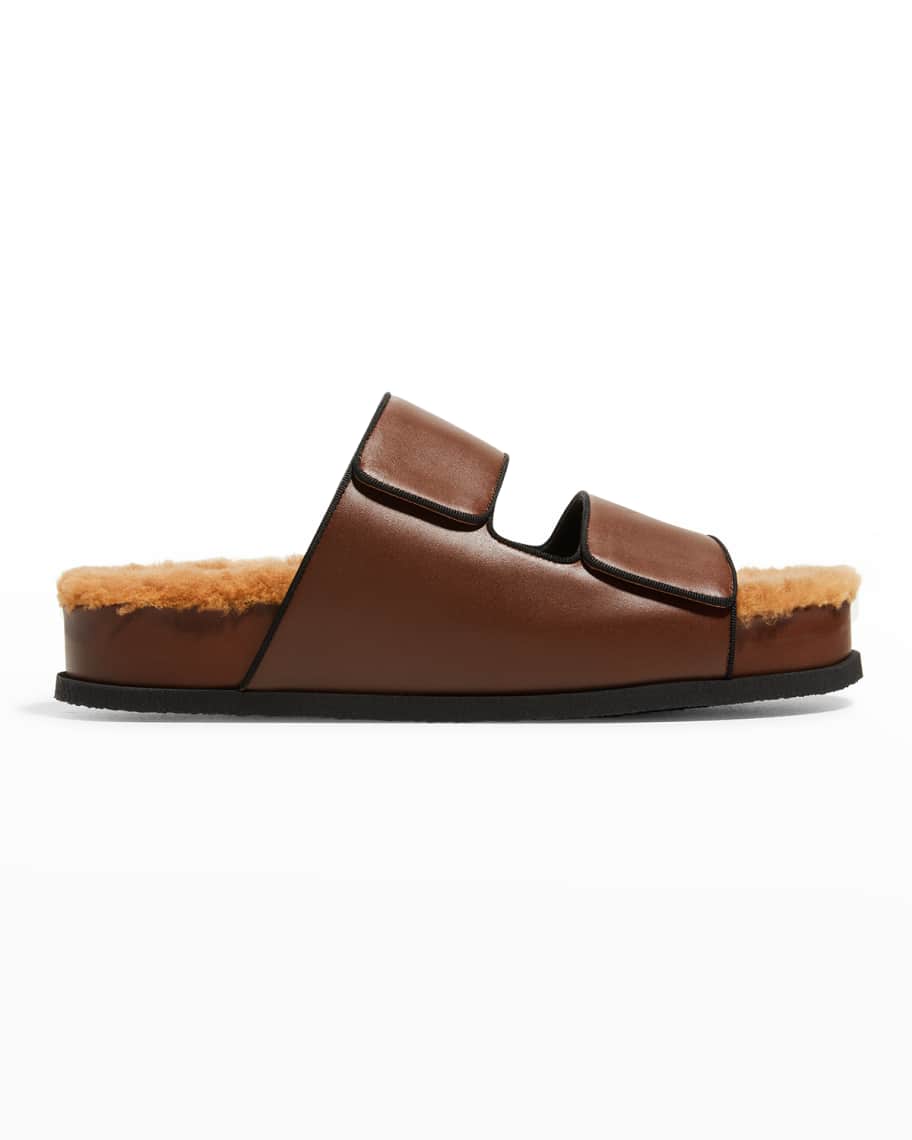 neous dombai shearling lined leather slides