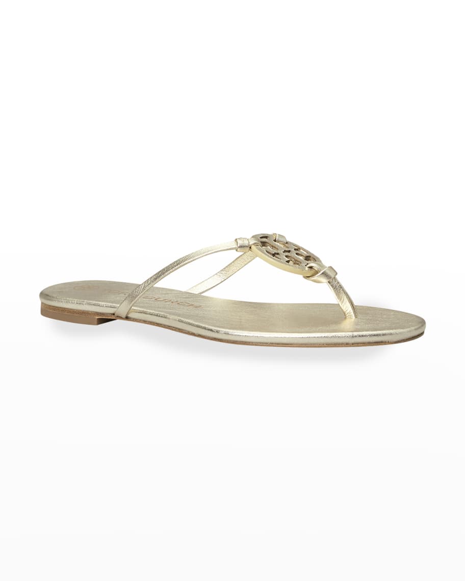 Tory Burch Miller Metallic Knot Medallion Thong Sandals | Neiman Marcus