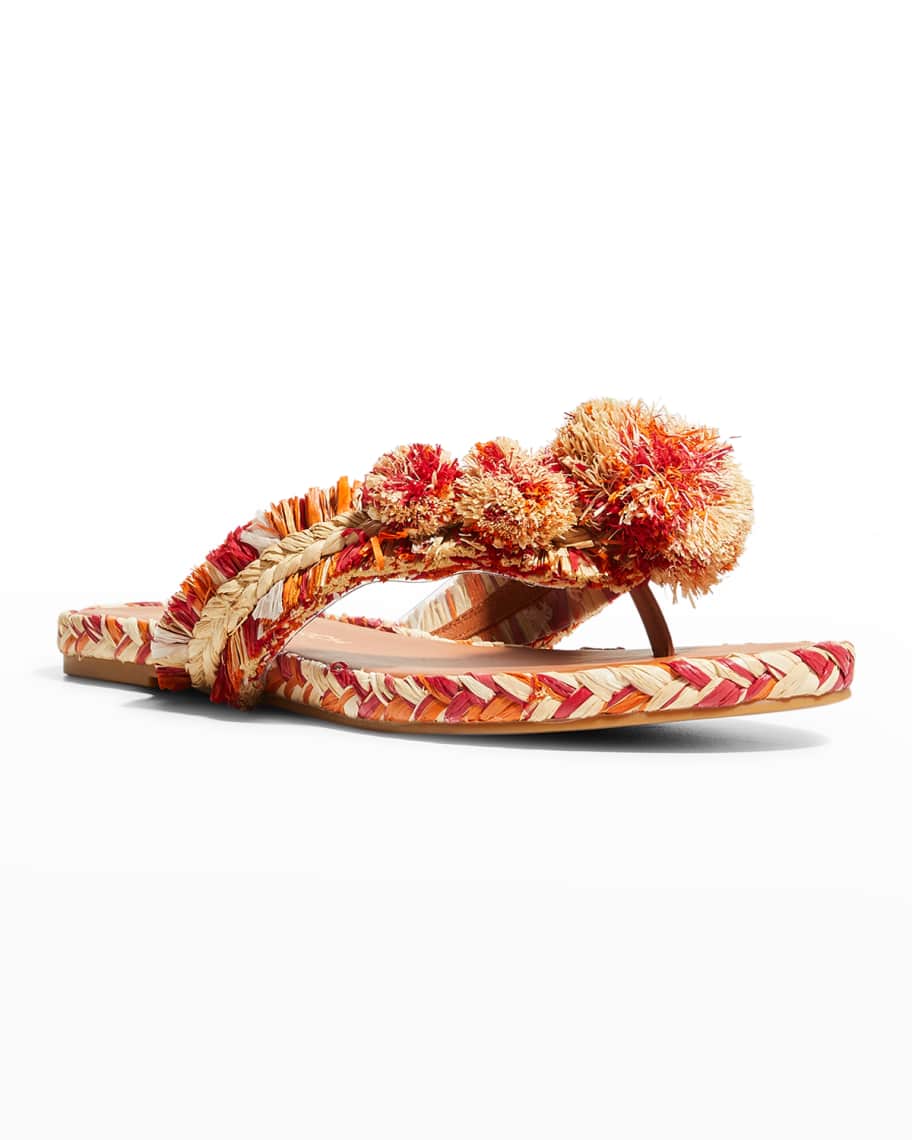 Tory Burch Braided Raffia Flat Thong Sandals | Neiman Marcus