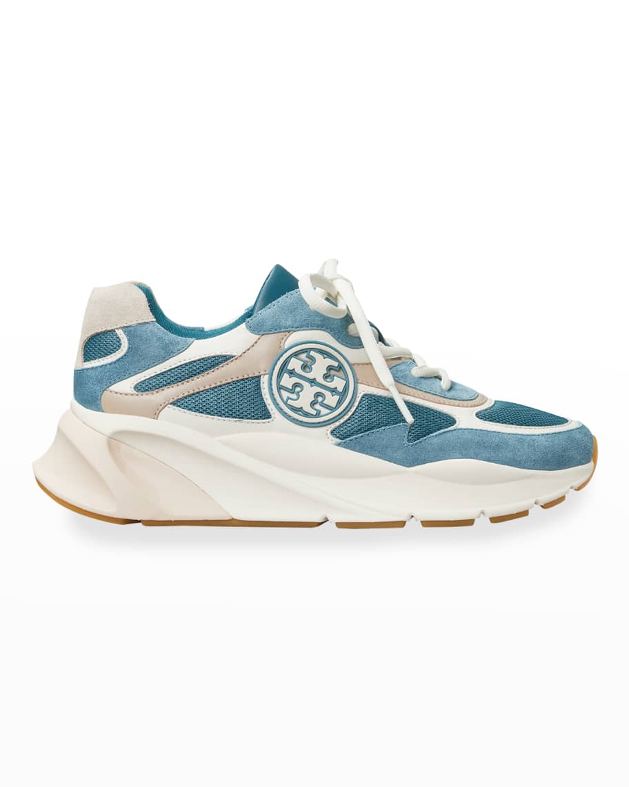 Tory Burch Sawyer Mixed Leather Trainer Sneakers | Neiman Marcus