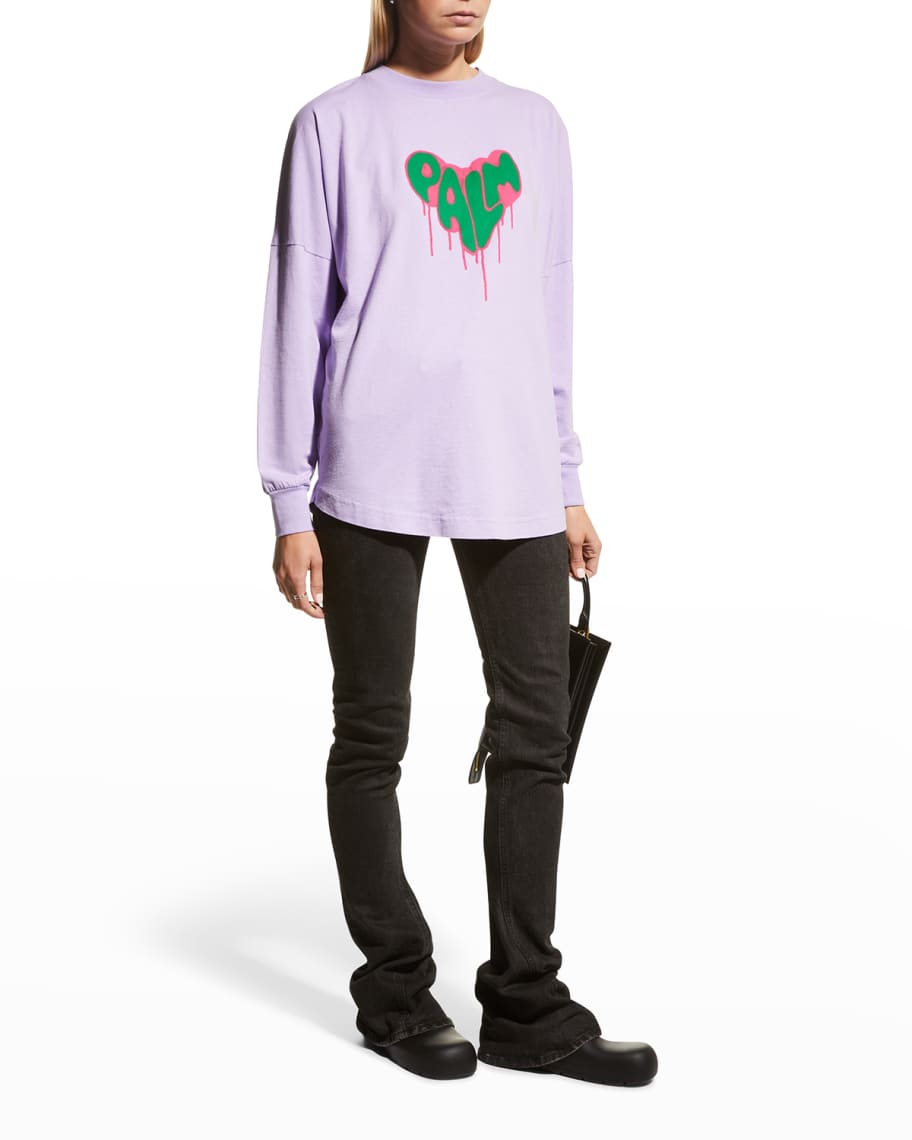 Palm Angels Spray Heart Over Cotton Jersey T-shirt In Black