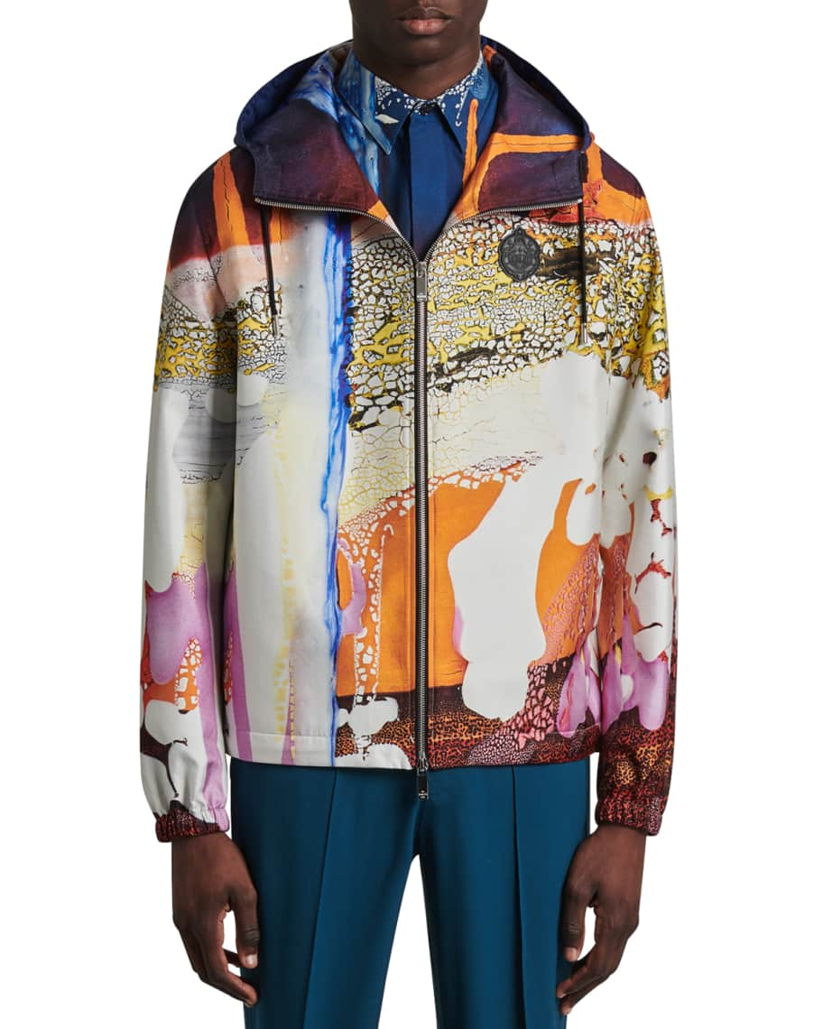 Berluti Men's Silk Artistic Wind-Resistant Jacket | Neiman Marcus