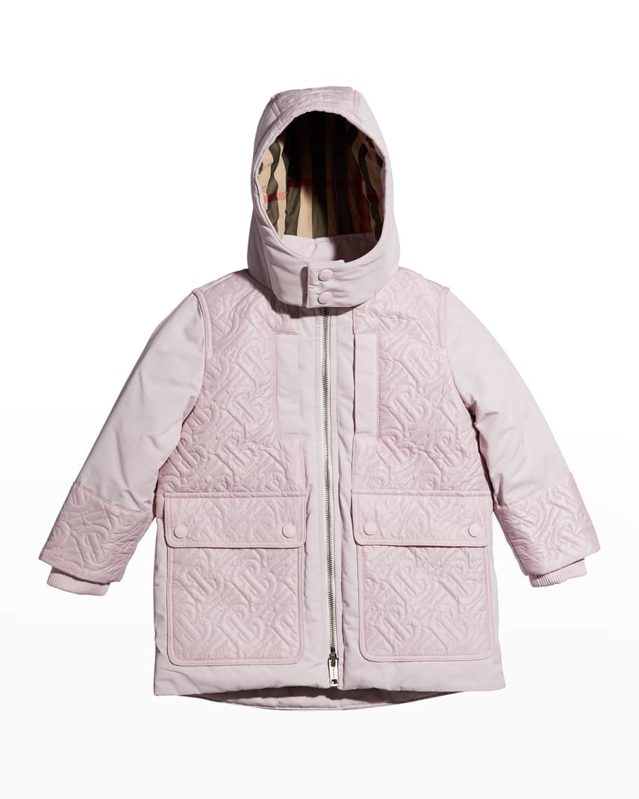acceptabel sur kobber Burberry Girl's TB Monogram Puffer Jacket, Sizes 3-14 | Neiman Marcus