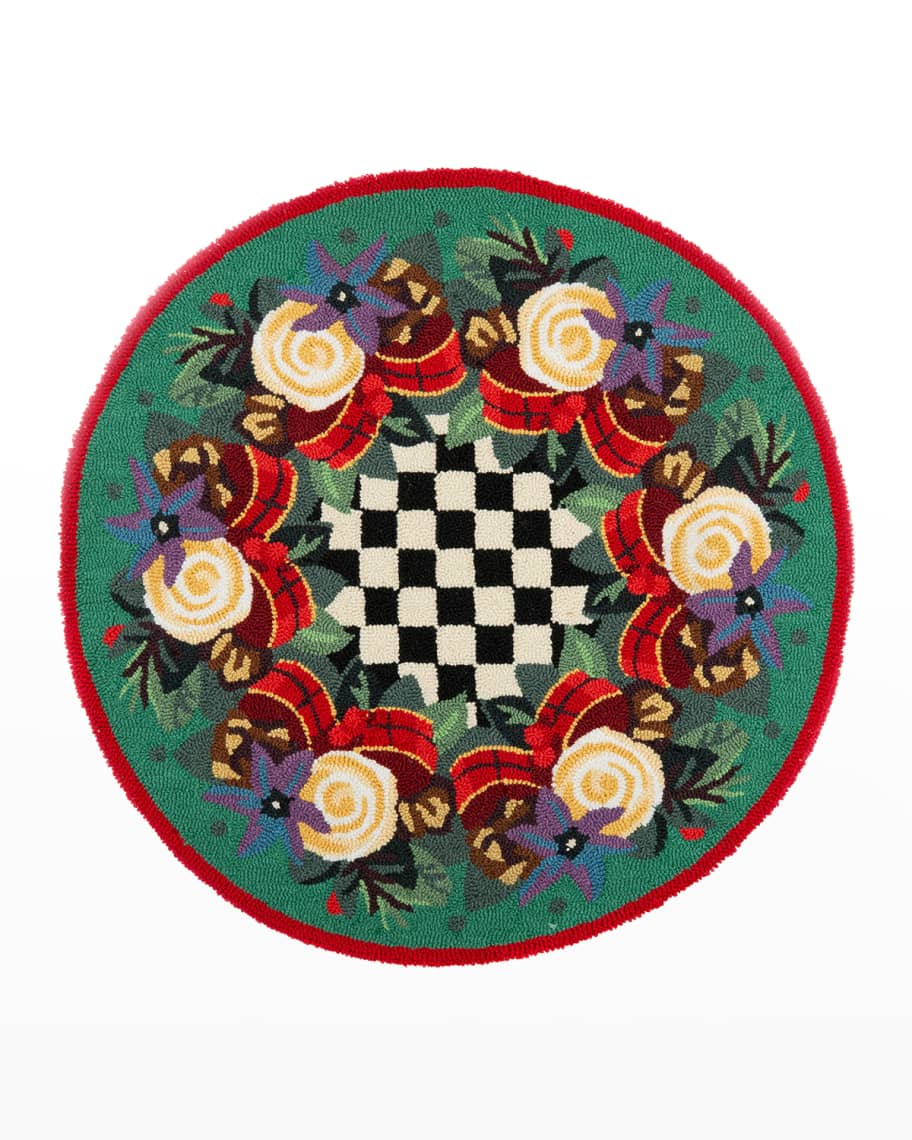 MacKenzieChilds Scottish Bouquet Rug 3 Ft Round Neiman Marcus