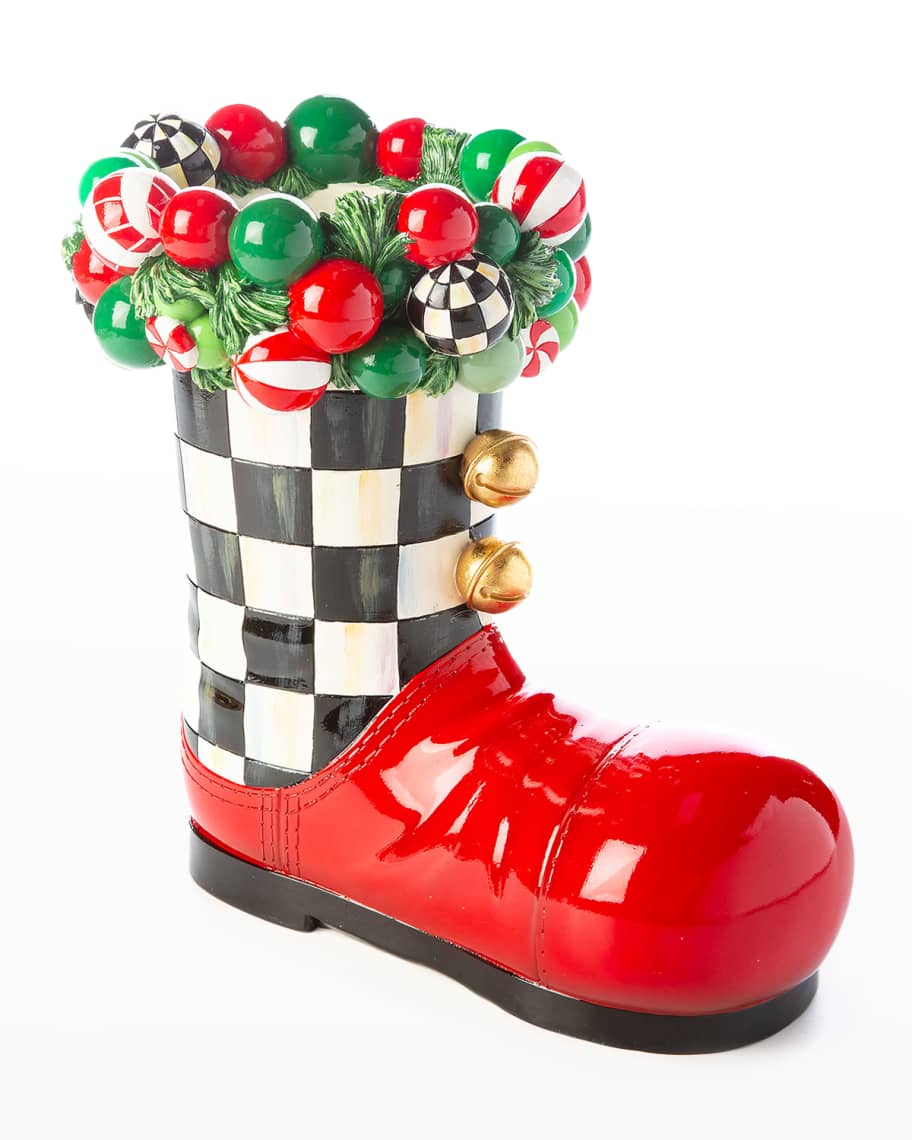 MacKenzie-Childs Jolly Santa Boot Planter Christmas Decoration