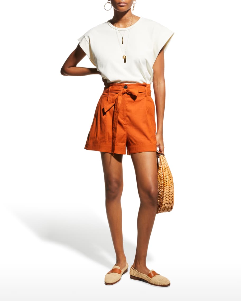 Rag & Bone River Belted Linen Shorts | Neiman Marcus
