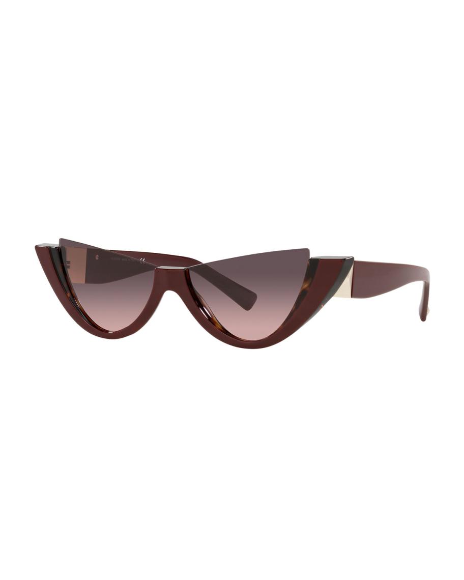 Valentino Garavani Dramatic Semi-Rimless Acetate Cat-Eye Sunglasses