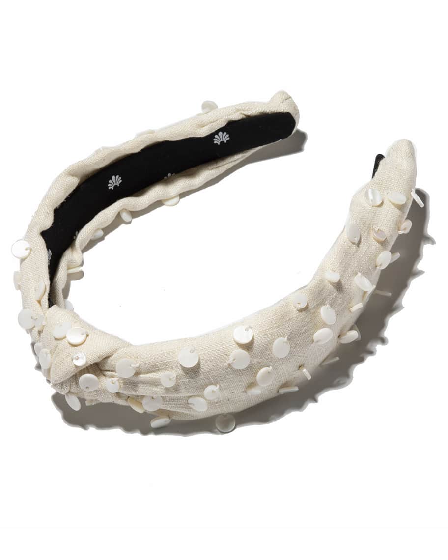 Lele Sadoughi Shell Paillette Slim Knotted Headband | Neiman Marcus