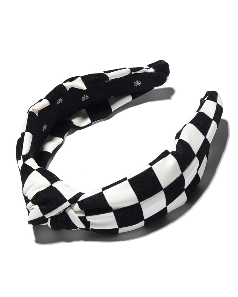 Lele Sadoughi Black and White Gingham Twisted Headband Lele Sadoughi Ladybug Red Kids Gingham Knotted Headband  main image 4