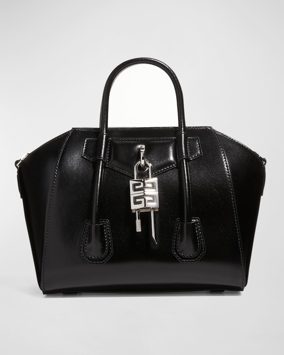 Givenchy Antigona Lock Mini Top Handle Bag in Box Leather | Neiman Marcus