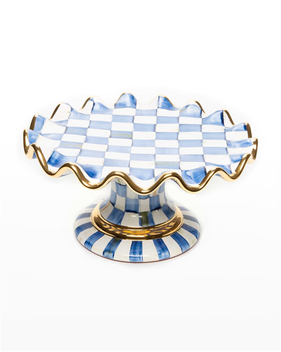 MacKenzieChilds Royal Check Fluted Cake Stand Neiman Marcus