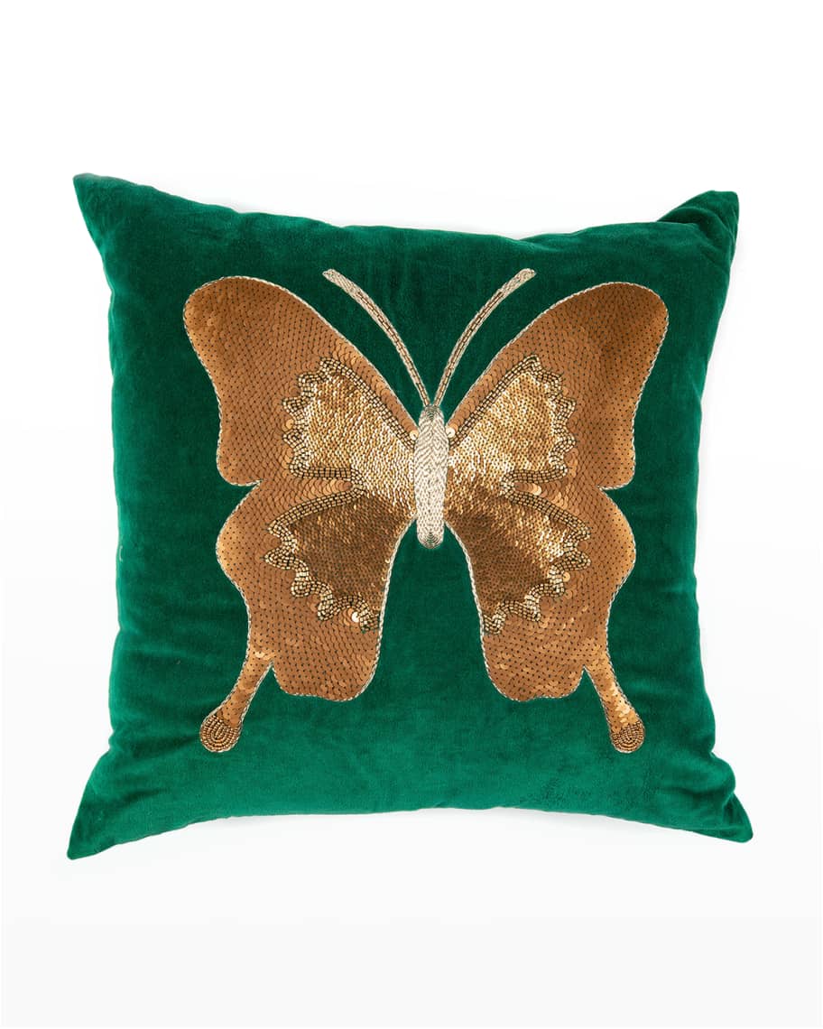 MacKenzieChilds Emerald Butterfly Pillow Neiman Marcus