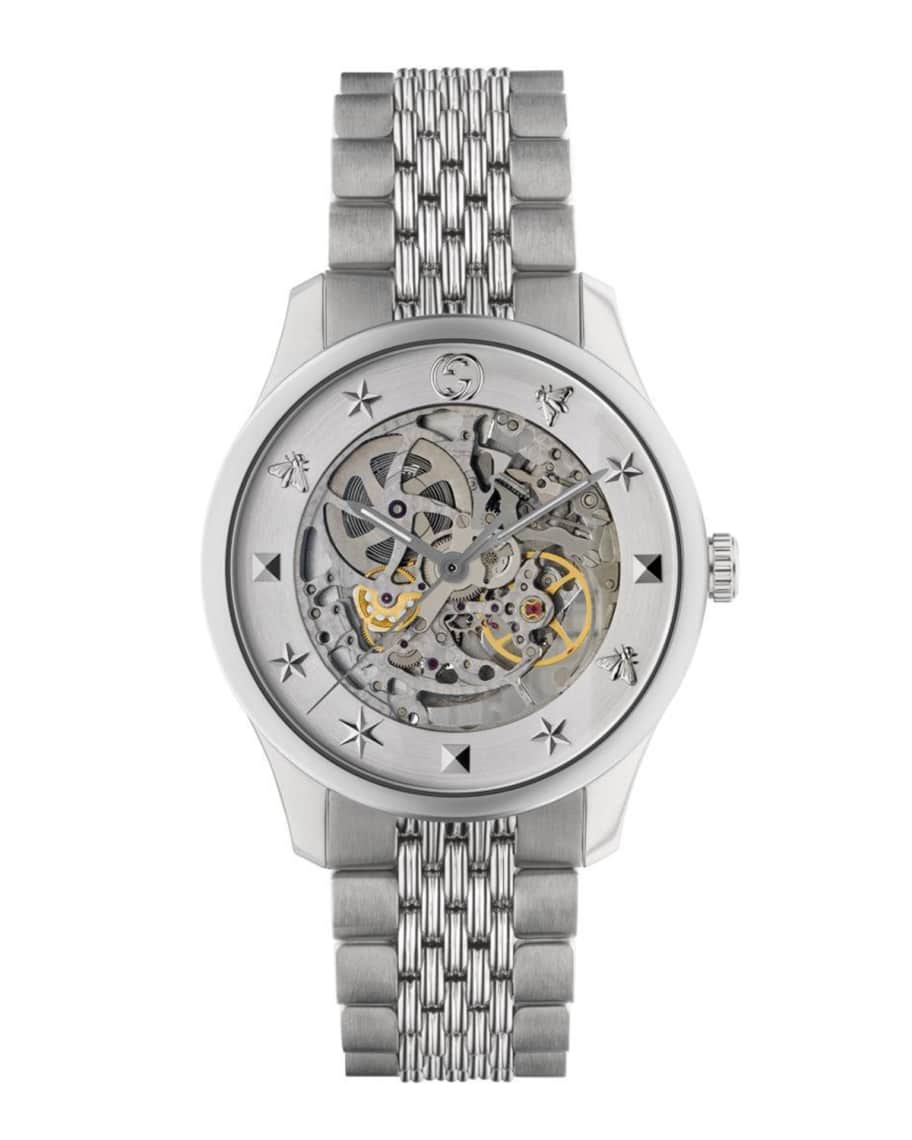 Gucci Men's 40mm Skeleton Icon Bracelet Watch Neiman Marcus