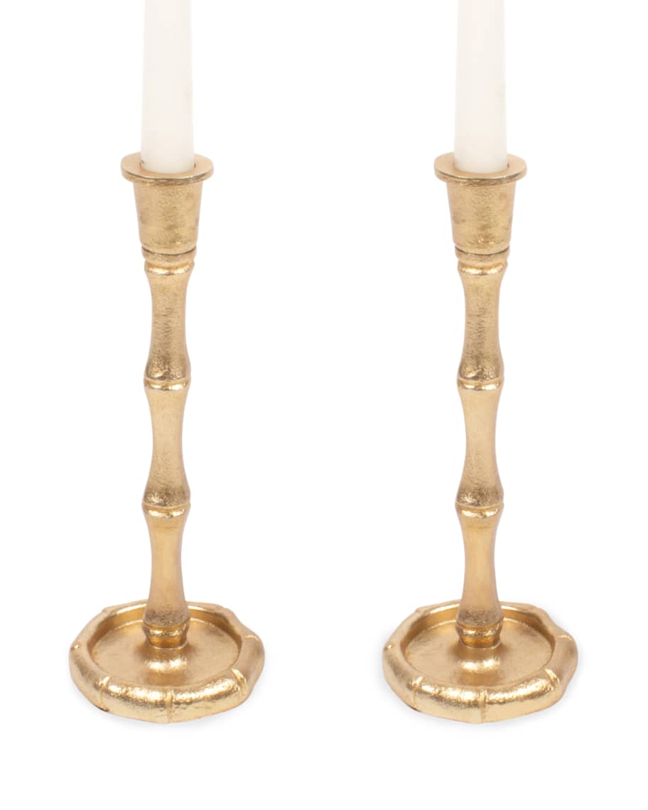 8 Oak Lane Gold Bamboo Candlestick Set