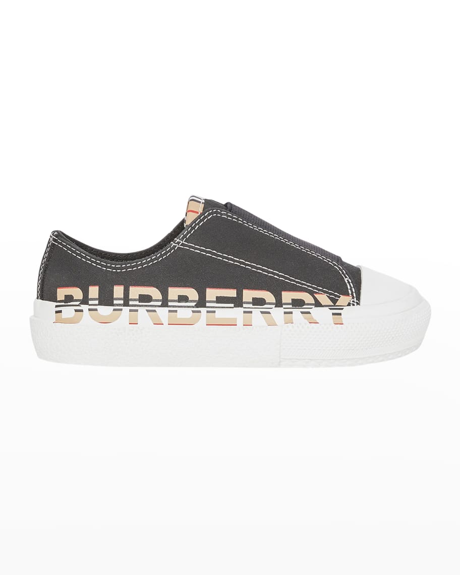 Burberry Kid's Larkhall Icon Stripe Logo Canvas Sneakers, Baby/Toddlers | Neiman Marcus