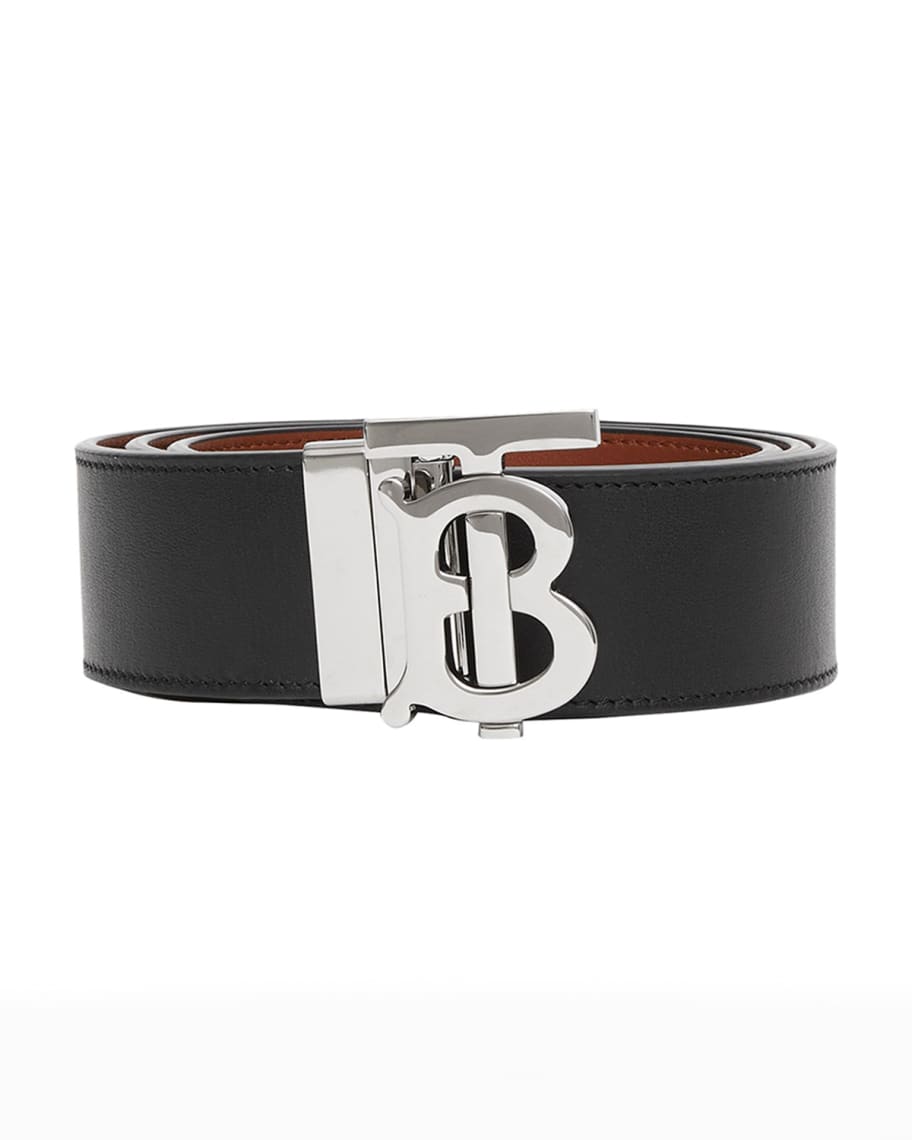 BURBERRY - Logo-plaque leather belt