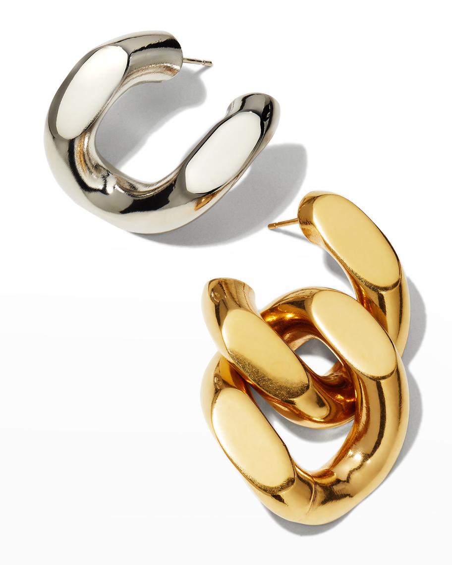 Stella McCartney Two-Tone Curb-Link Mismatch Earrings | Neiman Marcus
