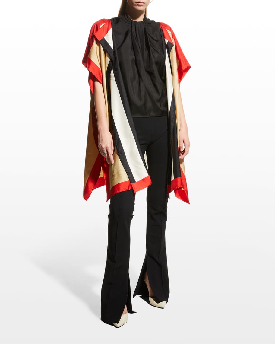 Burberry Icon Stripe Silk Twill Cape | Neiman Marcus