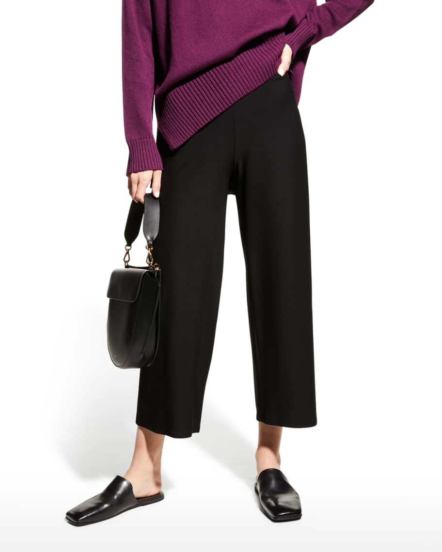 Eileen Fisher Cropped Washable Stretch Crepe Pants | Neiman Marcus