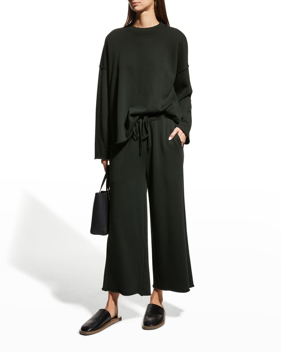 Eileen Fisher Petite Cropped French-Terry Wide-Leg Pants | Neiman Marcus